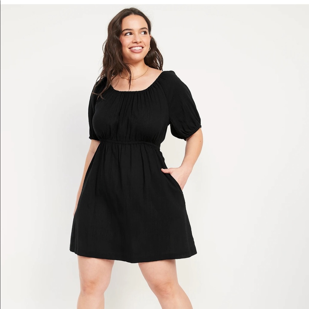 NWT Women’s Old Navy Puff-Sleeve Tie-Back Cut-Out Mini Swing Dress